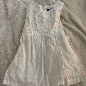 Lands' End White Ruffle Front Kids Dress